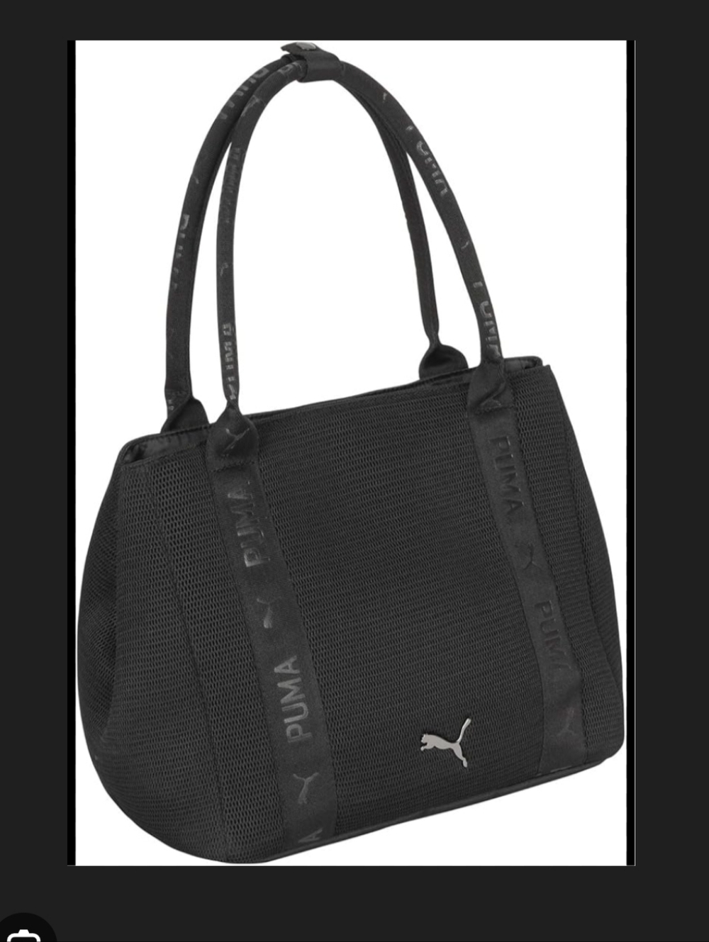 Puma Black Women's Mesh Tote Bag with Logo Strap